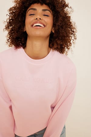 Pink Organic Print Detail Oversized Sweater