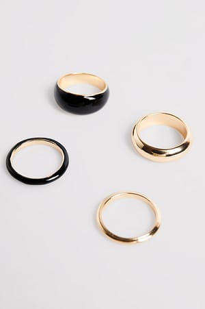 Black/Gold Zestaw kolorowych pierścionków