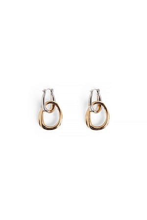 Silver/Gold Gemischte ovale Ohrringe