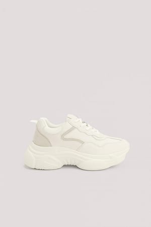 White Mixed Upper Trainers