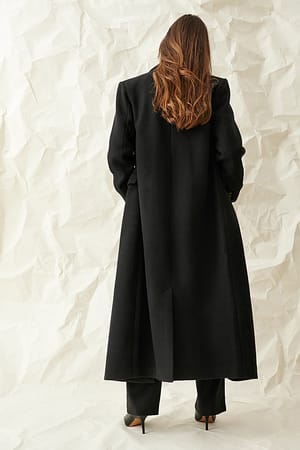 Maxi Oversized Coat Black | NA-KD