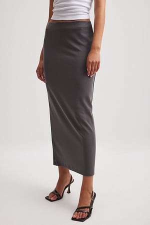 Dark Grey Modal Straight Fit Maxi Skirt
