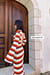 Deep Back Striped Midi Dress