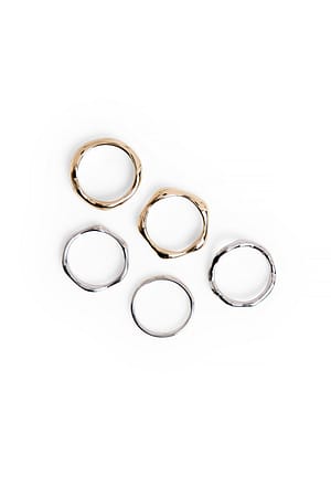 Silver/Gold Multipakke med blandede ringe med flydende effekt