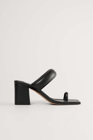 Black Asymmetric Puffy Heels