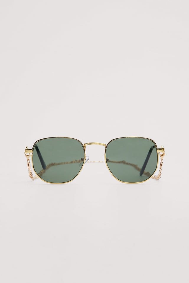 Gold Chain Detailed Metal Sunglasses
