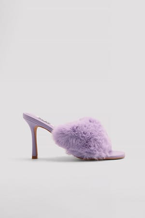 Purple Fluffy sandaler med hæl