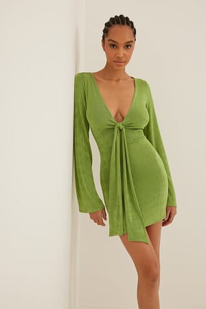 Green Vestido mini com pormenor de nó