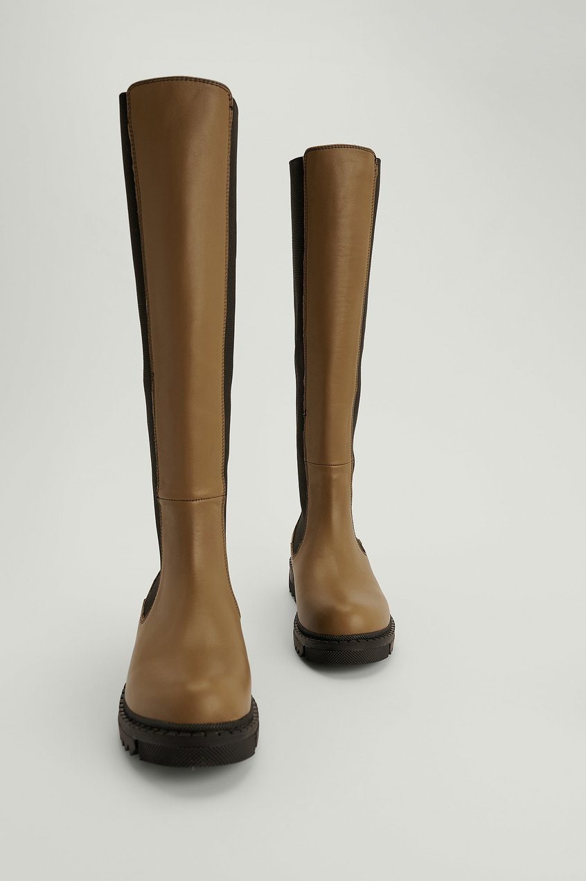 Chaussures Bottes genoux | Bottes en cuir à tige profilée - CP72260