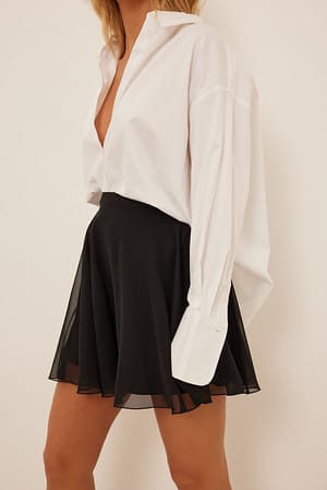 Black Mini Chiffon Skirt