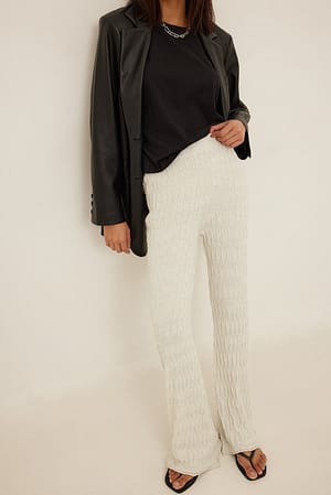 Offwhite Pattern Knitted Wide Pants