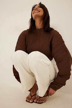 Brown Pleated Volume Blouse