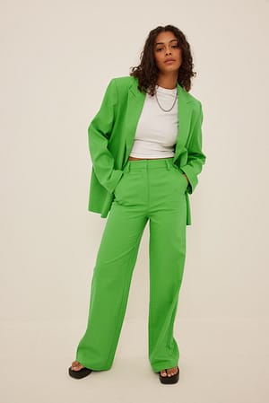 Green Pantalón relajado de mezcla de lino