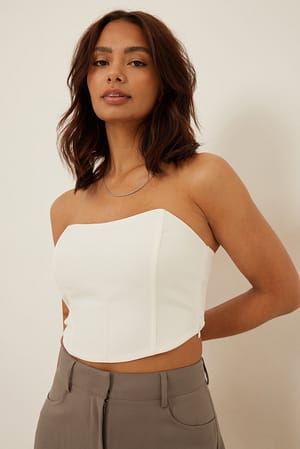 White Recycled Smock Back Corset Top