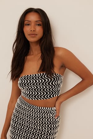 Black/White Bandeau Structured Top