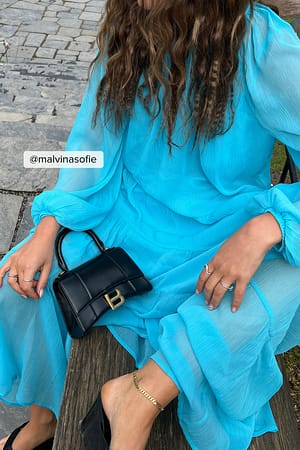 Turquoise Structured Sheer Maxi Dress
