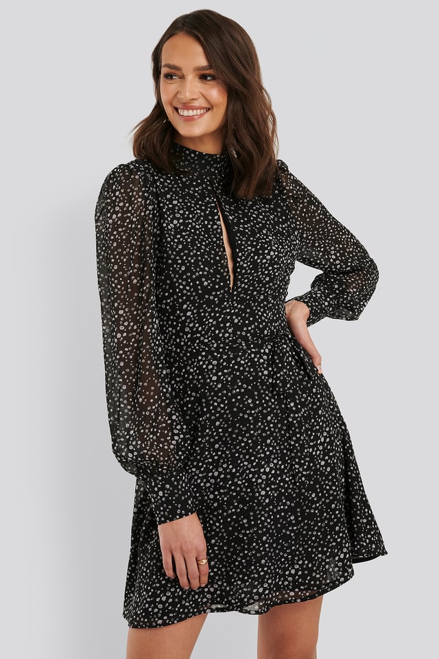 Edestä Avoin Mekko Grey/Black