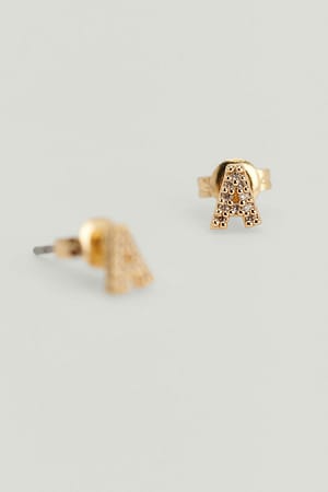Gold Sparkling Recycled Letter Studs