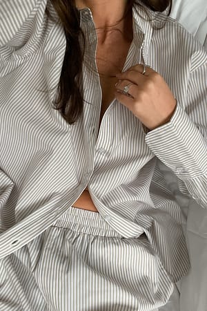 Beige Stripe Relaxed Cotton Shirt