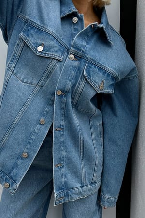 Mid Blue Oversized Classic Denim Jacket