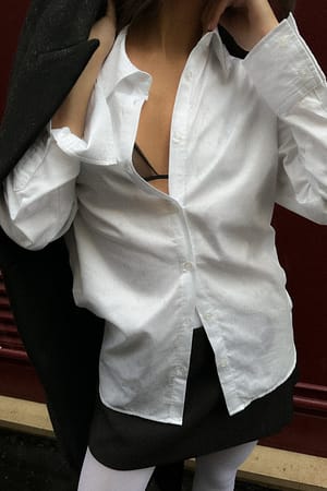 White Klassisk ensfarvet skjorte
