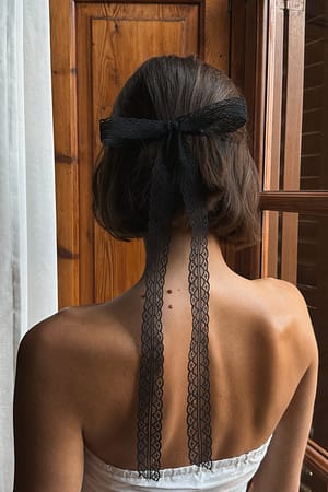 Black Small Lace Hair Bow