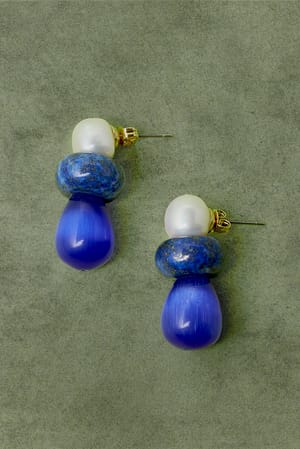 Blue Small Stone Earrings