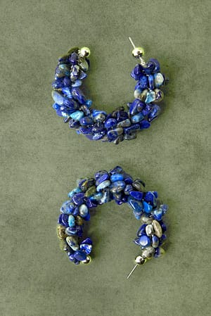Blue Colored Small Stone Hoops
