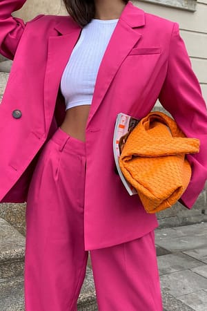 Pink Oversized Double Breasted Blazer