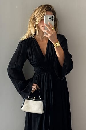 Black Wide Sleeve Maxi Dress