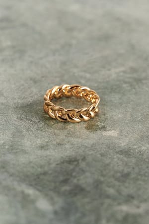 Gold Recyklingowany pozłacany pleciony pierścionek 18 k