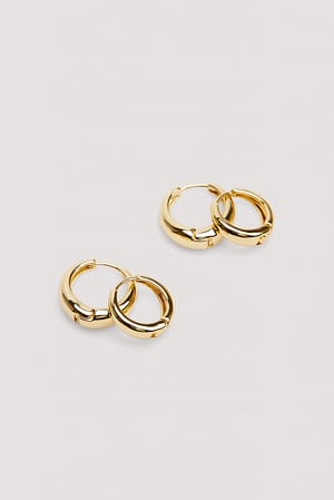 Gold 2-pack 18k Recycled Gold Plated Basic Chubby Hoops