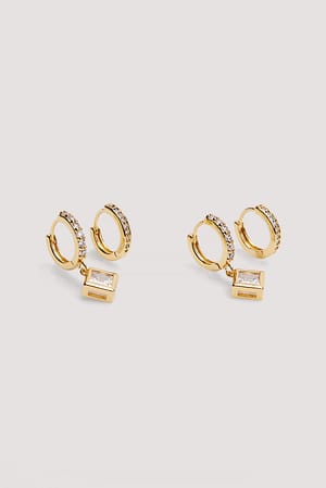 Gold 2-Pack 18K Gold Plated Pendant Hoops