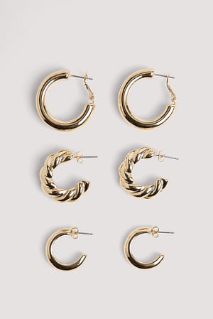 Gold 3-pack Recycled Mixed Size Hoops