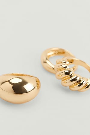 Gold Pacco da 3 anelli intrecciati in materiale riciclato