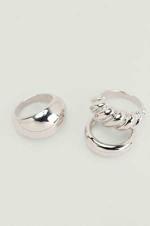 Silver 3-pak plecionych pierścionków z recyklingu