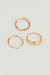 Pacco da 3 anelli ondulati placcati in oro riciclato