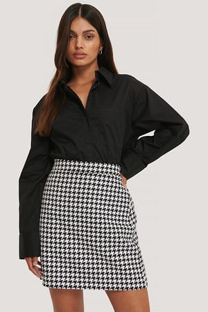 Black/White A-line Houndstooth Skirt