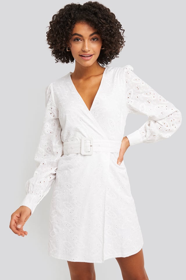 Anglaise Overlap Dress White
