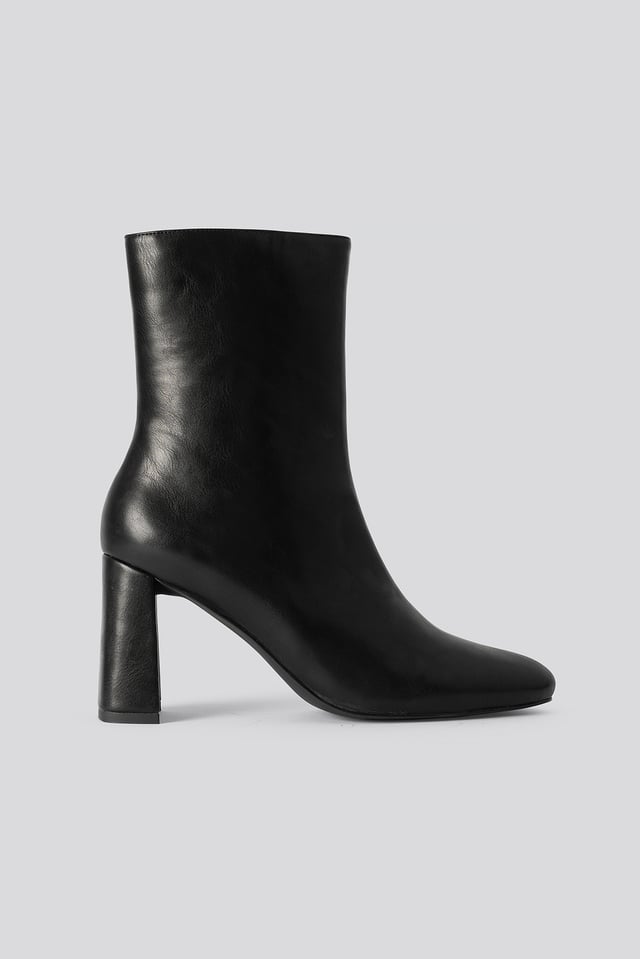 Angular Heel Booties Black