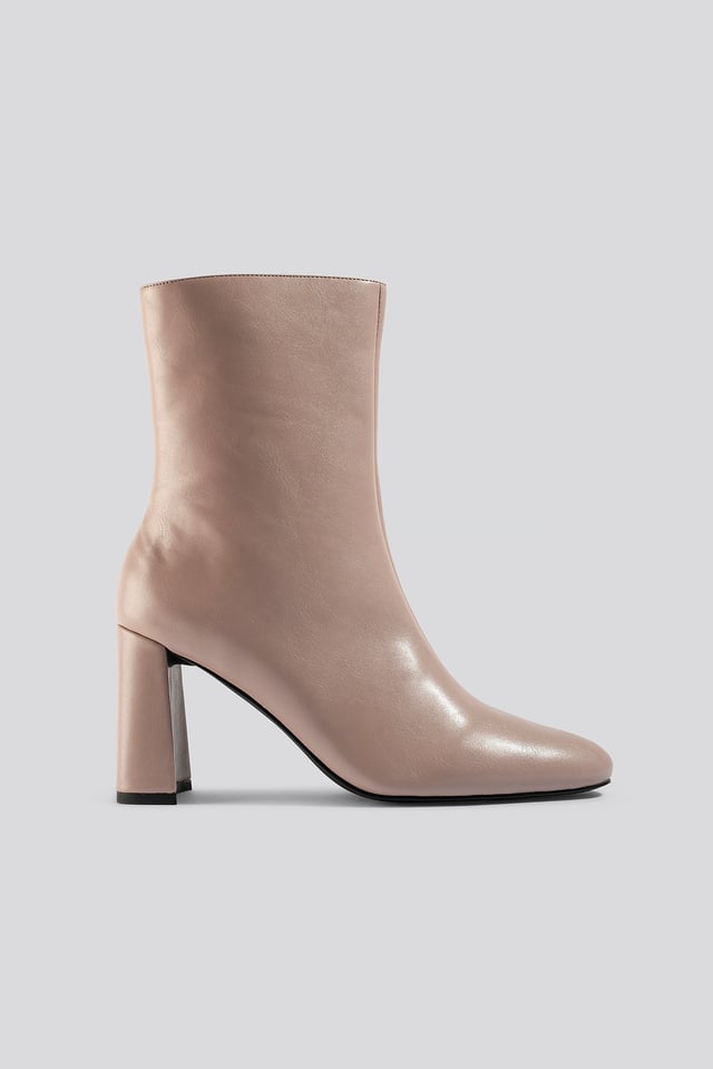 Angular Heel Booties Taupe