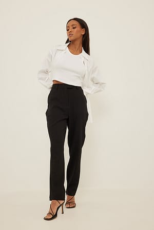 Black Ankle Length Suit Pants