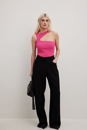 Asymetric Cut Out Knitted Top Outfit