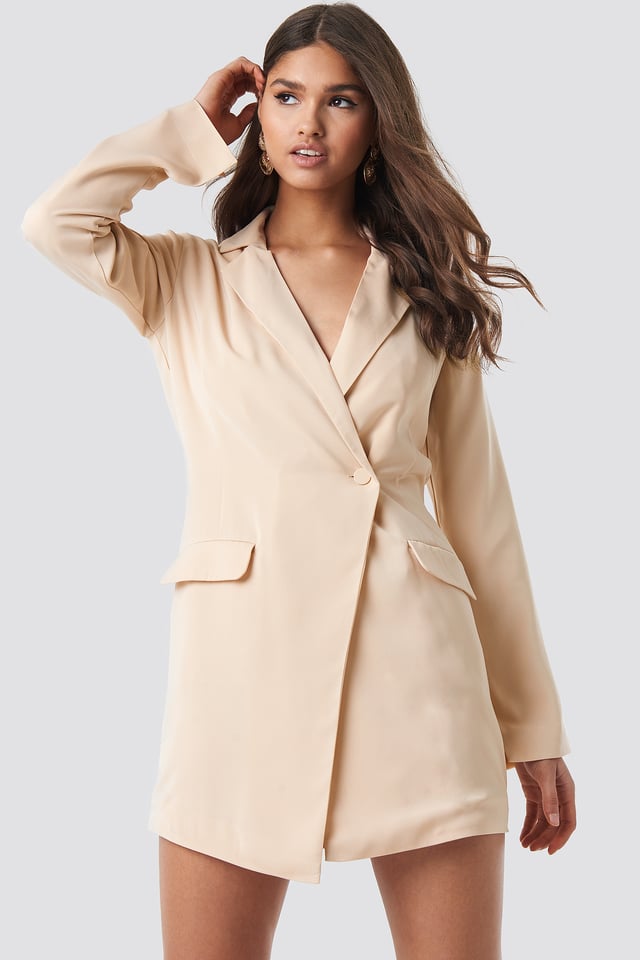 Asymmetric Blazer Dress Beige