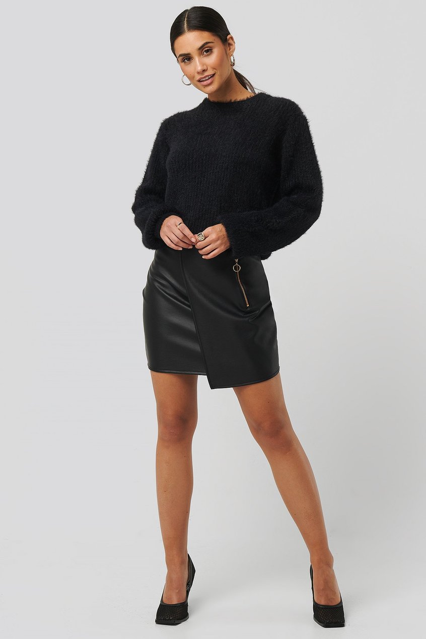 Röcke Influencer Collections | Asymmetric PU Zipper Skirt - QV74200