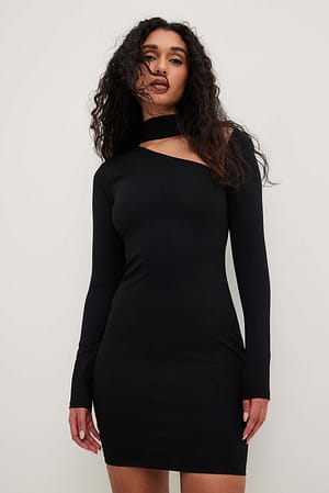 Black Asymmetrische mini-jurk