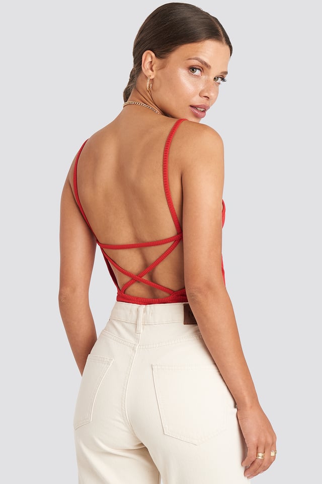 Back Cross Ribbed Body Red