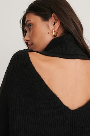 Black Back Detail Knitted Sweater