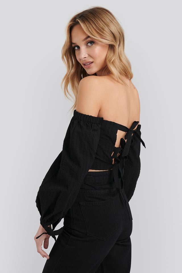 Back Detail Structured Blouse Black