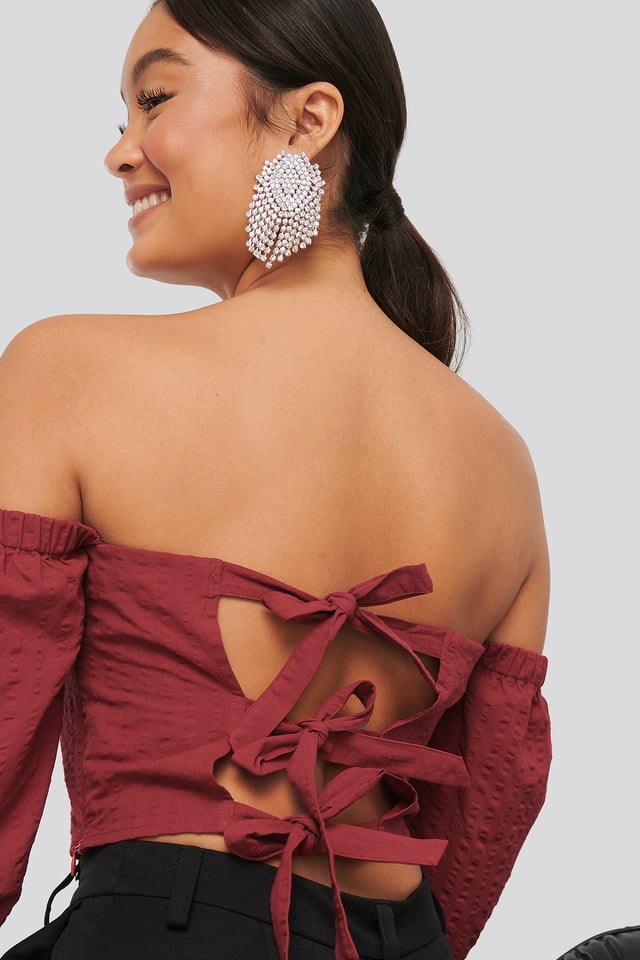 Back Detail Structured Blouse Dark Red